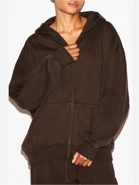 Skims boxy zip-up fleece hoodie